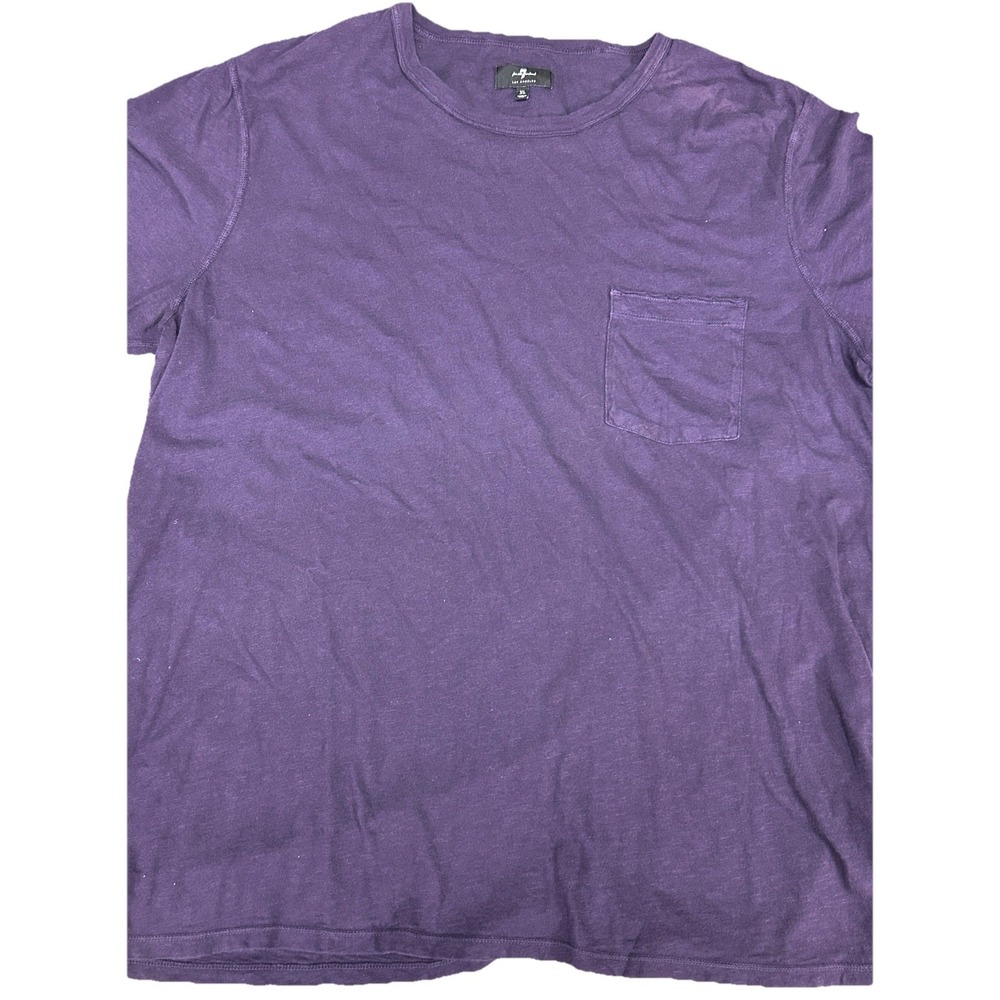 7 For All Mankind XL Purple Pocket‎ Tee 100% Cotton T-Shirt Normcore